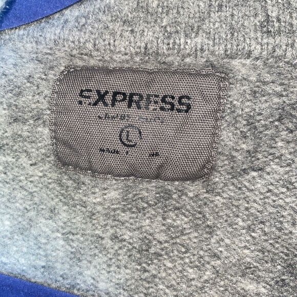 Vintage Express Lambs Wool Full Zip Cardigan Sweater Cable Knit Chunky L Gray - Picture 8 of 10